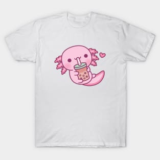 Cute Little Axolotl Loves Bubble Tea T-Shirt